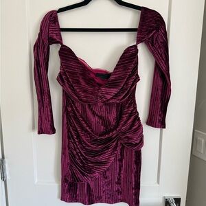 Michael Costello Fuchsia Long Sleeve Dress